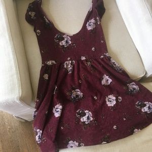 Kimchi Blue floral red dress with scoop neck